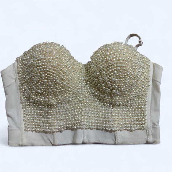 Lydia Tops - Pearl Embellished Bustier Top